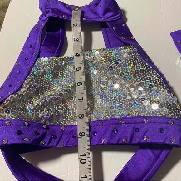 Custom Pleasers Glamorous dance costume purple sequin rhinestone fringe LC child - Picture 7 of 12